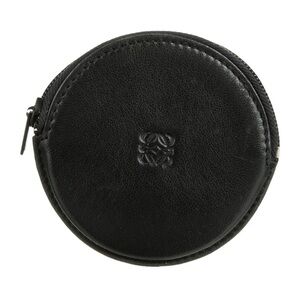 Loewe Anagram Logo Leather Coin Pouch Round Black